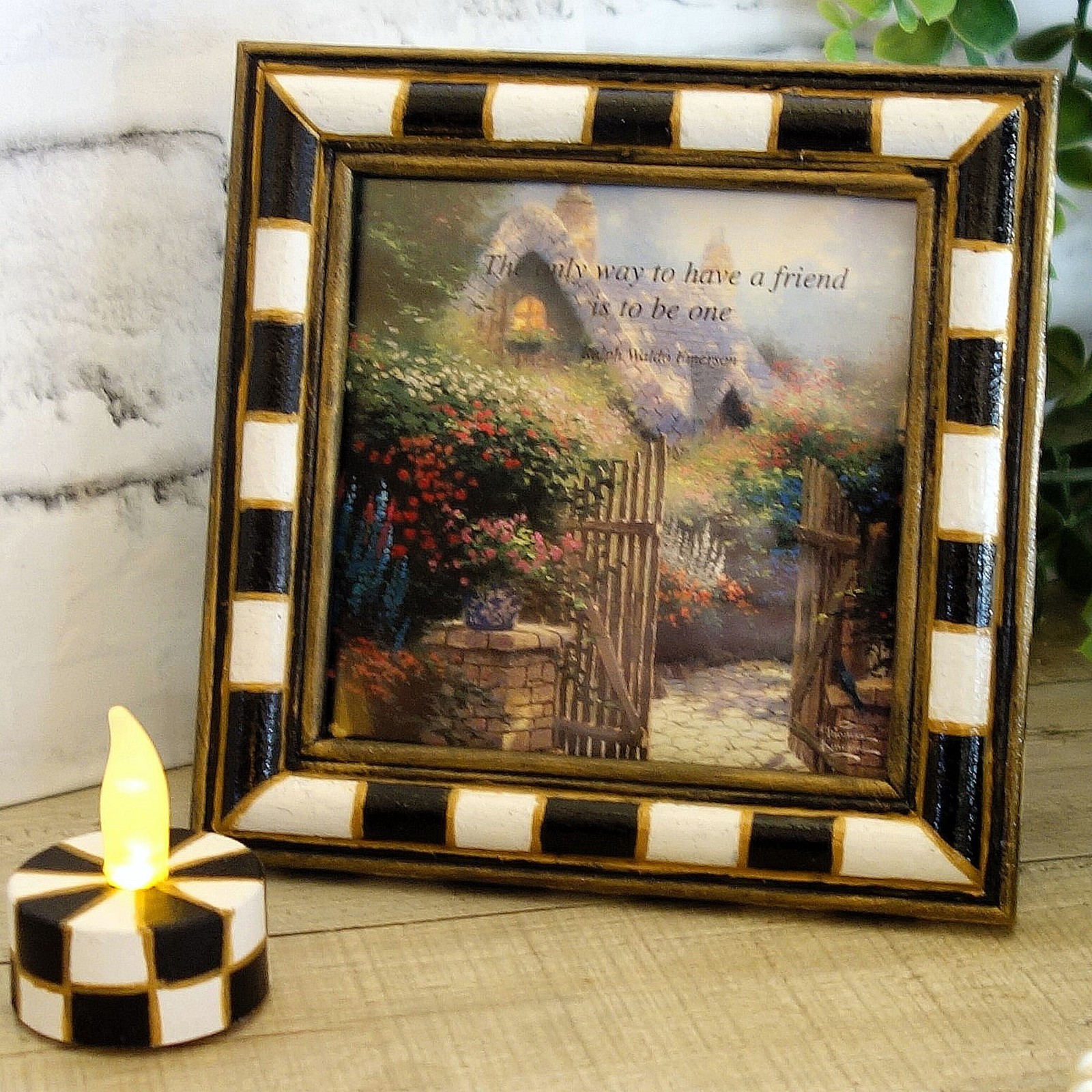 Courtly Picture Thomas Kinkade Print Checked Picture and Checked Tealight Candle - $34.00