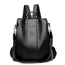 Anti-theft Soft Leather Backpack Women Vintage Shoulder Bag Ladies High Capacity - £38.12 GBP