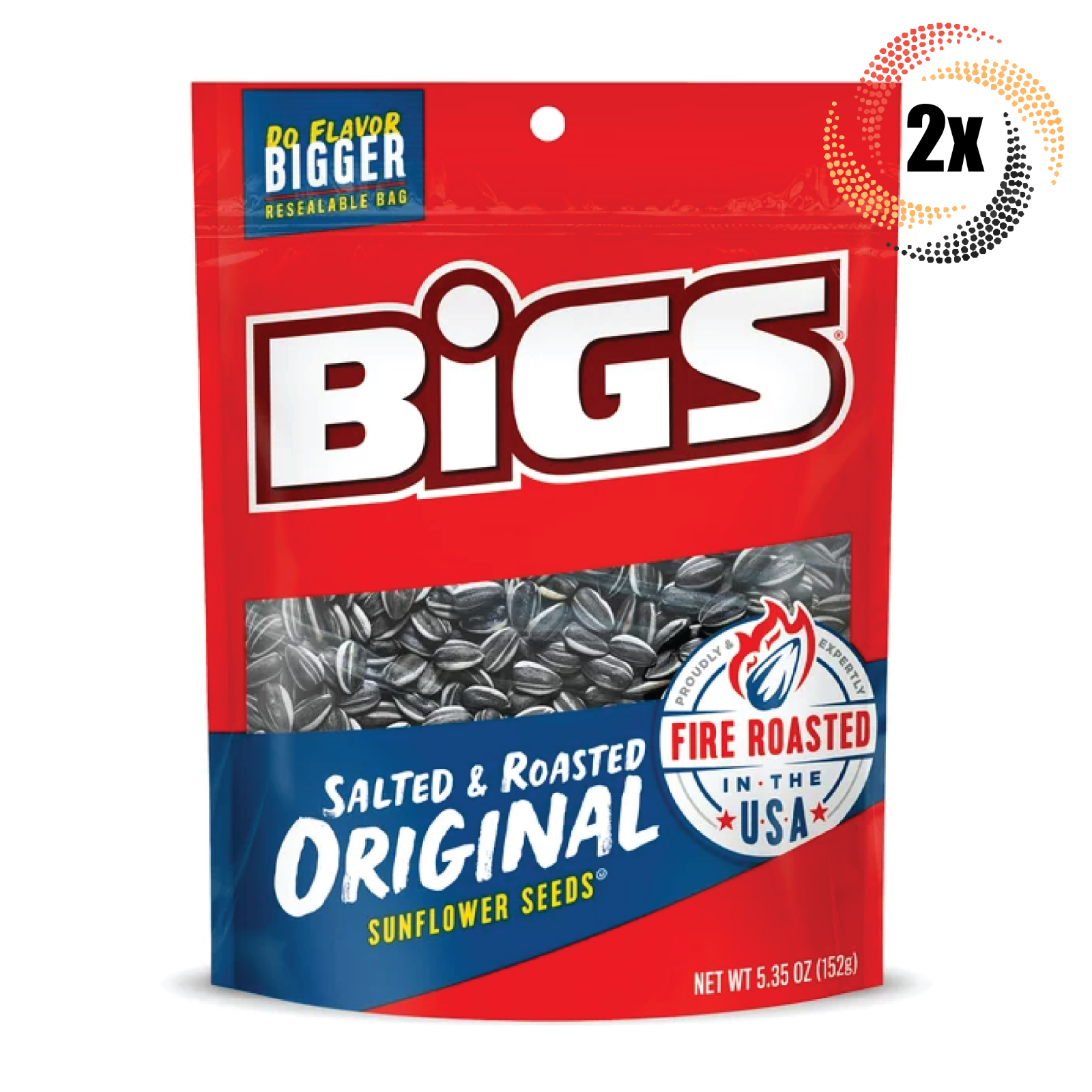 Primary image for 2x Bigs Original Salted & Roasted Sunflower Seed Bags 5.35oz Do Flavor Bigger!