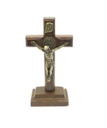 St.Saint Benedict Medal Wood Cross Crucifix Standing Cruz Medalla San Be... - $17.29 CAD
