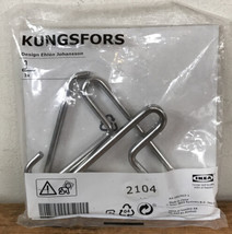New Sealed Set 3 IKEA Kungsfors Stainless Steel Metal Hooks Brackets - £10.15 GBP