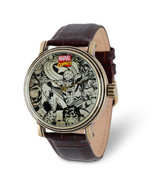 Marvel Adult Size Spiderman Antique Gold-tone Black Strap Watch - $49.00