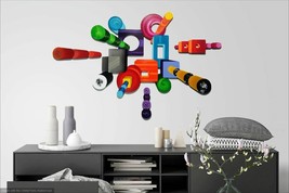 Contemporary Abstract Colorful 3D look Wall Sculpture 48x28 by Art69 - £350.31 GBP