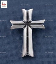 Fine Jewelry 14 Kt Hallmark Real Solid White Gold Jesus Cross Necklace Pendant - £734.57 GBP