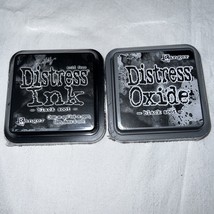 Tim Holtz NIP Black Soot Distress Ink &amp; Distress Oxide Ink Set 3x3 2 Pcs - $14.99