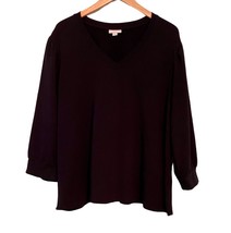 J Jill Womens Black Top Stretch Knit 3/4 Sleeve w Band Blouse Size 2X V ... - $332.16 MXN