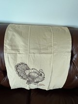 Park Designs Tan w Brown Thanksgiving Turkey &amp; Embroidered Give Thanks Cotton - £7.65 GBP