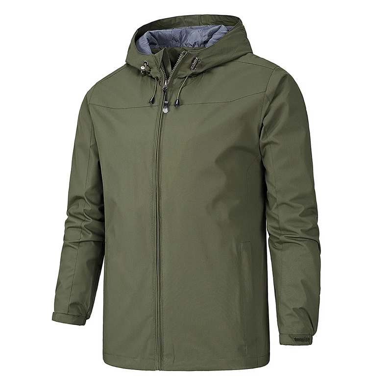  New Spring  Men&#39;s Jacket Long-Sleeved Hoodie Zipper Raincoat Windbreaker Outdoo - £181.52 GBP