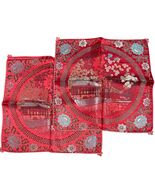 Vintage Red Silk Brocade Chinese Decorative Cushion Cover With Floral &amp; ... - $72.00