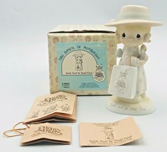 1985 Precious Moments Seek And Ye Shall Find E0005 Membership Fig Girl w/ Bag - £7.56 GBP