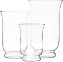3 Pc.Set, 6&quot;, 8&quot;, And 10&quot; Hurricane Pillar Candle Holder, Clear Glass Flower - £25.93 GBP