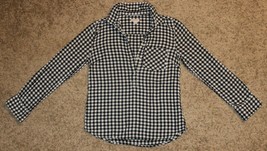 Merona Black White Checks Plaids Top Blouse Button Shirt Long Sleeves Pocket M - £3.80 GBP