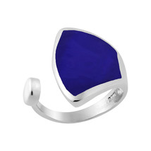 Versatile Blue Lapis Inlay Open-Ended .925 Sterling Silver Ring - £17.66 GBP