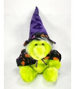 Vintage Halloween Green Witch Beanie Bottom Plush Doll Purple Hat - $228.26 MXN
