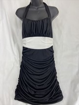 Studio Y Size M Women&#39;s Ruched Black/White Mini Dress Party 100% Polyester - $10.44