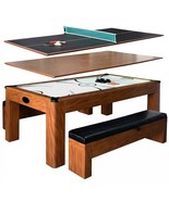 Combo Game Table Cherry 7ft Air Hockey w Table Tennis Conversion Top 2 B... - $2,716.02 CAD