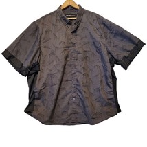 Molokai Surf Co Button Down Shirt Mens XL Short Sleeve Gray Black Dinosa... - $21.73