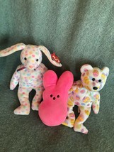 Lot of TY Plush SPRINGFIELD &amp; Peeps Pink Easter Bunny Rabbit EGGS 2004 T... - £10.43 GBP
