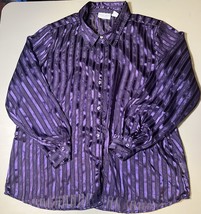 Jaclyn Smith Classic Women’s Button Down Long Sleeve Striped Purple Blou... - $287.02 MXN