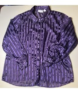 Jaclyn Smith Classic Women’s Button Down Long Sleeve Striped Purple Blou... - $286.35 MXN