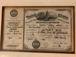 Vtg Beer Brewer Tax Stamp 1800&#39;s to 1900&#39;s Fulton, PA Nicely Framed DuClaw Rare - £158.45 GBP