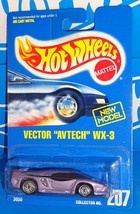 Hot Wheels Mid 1990s Mainline #207 Vector &quot;Avtech&quot; WX-3 Lavender w UHs N... - $10.00