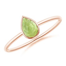 ANGARA Natural 0.45 Ct AAA-Grade Pear-Shaped Peridot Solitaire Ring in 14K Gold - £325.76 GBP