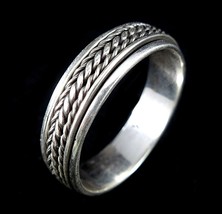 Handmade Solid 925 Sterling Silver Bali / Balinese Twisted Rope SPIN WORRY RING - £23.31 GBP+