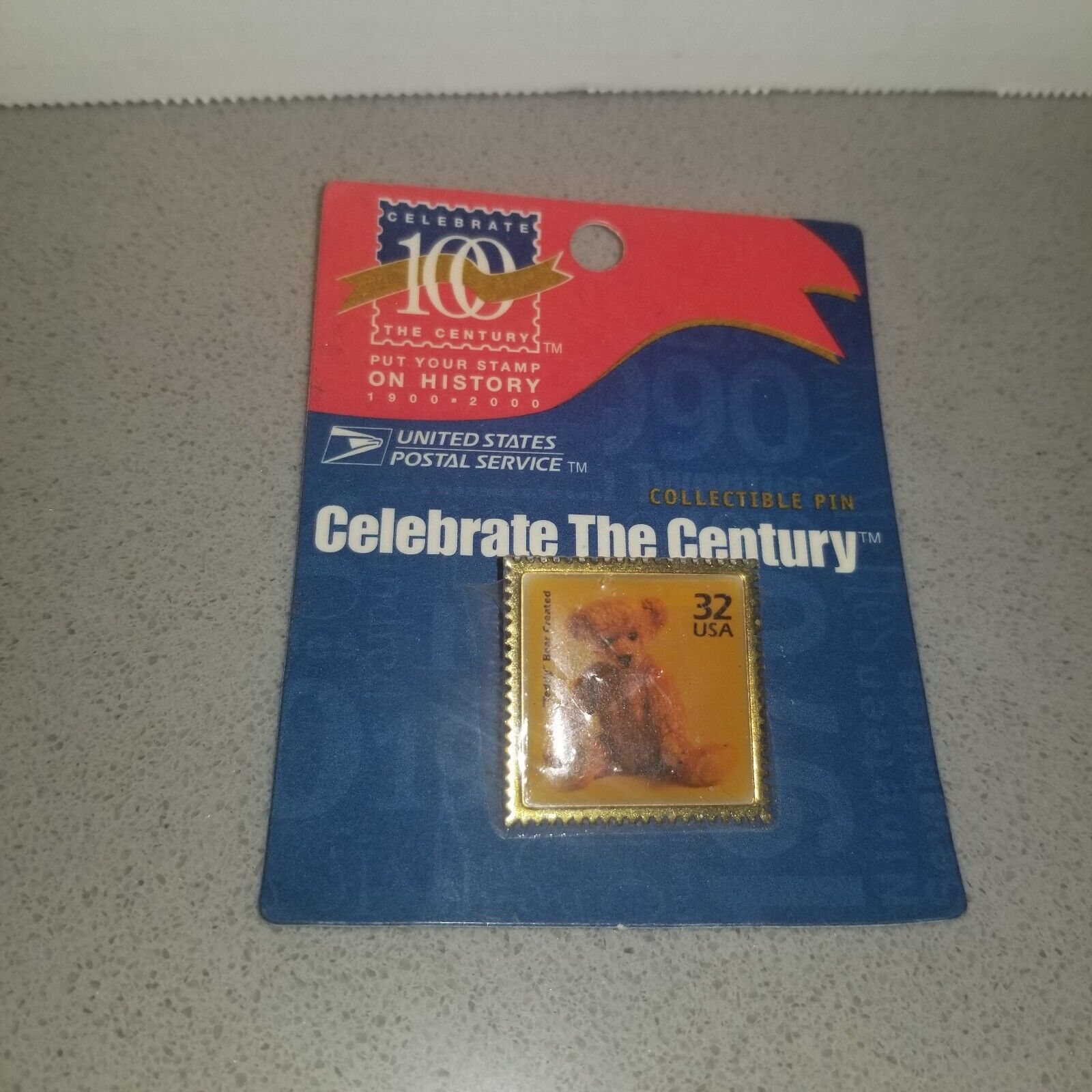 NEW 1998 USPS 32 cent Teddy Bear Collectible Pin Celebrate The Century USA - £6.13 GBP