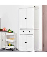 White Wooden Kitchen Pantry Storage Cabinet Laundry Closet Organizer Cupboard  - $478.34