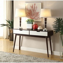 Sofa Table with 2 Drawer Solid Wood Legs Espresso &amp; White - £183.22 GBP