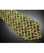 Italo Ferretti Neck Tie Silk Hand Made In Italy Golds and Black Browns a... - £19.65 GBP