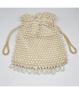 Vintage DELIA ITALY Beaded Evening Purse Bag Retro White Cream Color Art... - £23.70 GBP