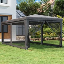  Party Tent with 6 Mesh Sidewalls Anthracite 9.8'x19.7' HDPE - $4,269.58 MXN