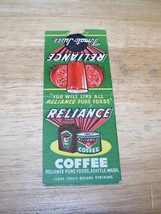 Reliance tomato juice coffee Matchbook cover seattle wa - $2.00