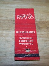 Childs Resturants Canada Matchbook cover Montreal ++ - $2.00