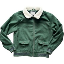 Janie and Jack Boys Bomber Jacket Size 10 - 12  Wool Blend Green Collared S9 - £14.94 GBP