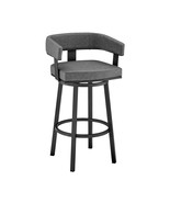 30&quot; Gray And Black Faux Leather And Iron Swivel Low Back Bar Height Bar ... - $7,090.30 MXN