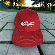 BUDWEISER Adjustable Hook &amp; Loop Red Baseball Hat Cap Camping Fishing Gift  - $15.69