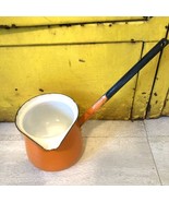 Vintage Orange Enamelware Butter Sauce Warmer Dipper Handle Ladle Pourer - £13.62 GBP