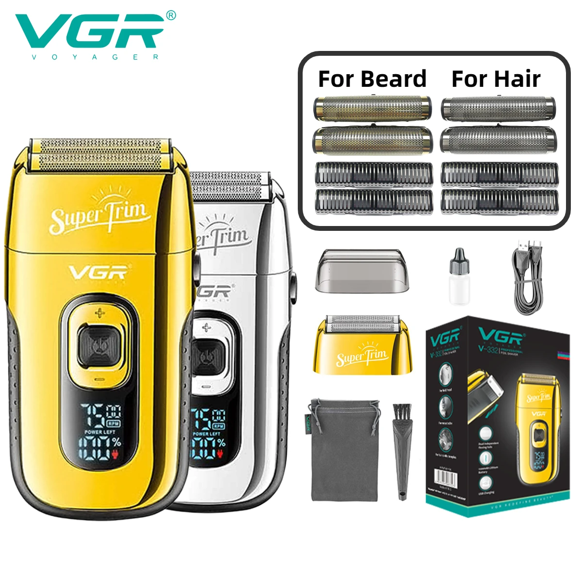 VGR Shaver Professional Razor Rechargeable Beard Trimmer Portable Shaving - £28.51 GBP+