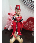Cynthia Rowley Valentine’s Pixie Elf Shelf Sitter Doll Red 28&quot; Tabletop ... - £43.51 GBP