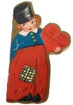 Vintage Valentine Card Boy Vy Not Be My Valentine German Language Accent 1940s - £9.55 GBP