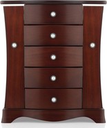 Rr Round Rich Design Jewelry Box - Made Of Solid Wood With Tower Style 4... - $90.99