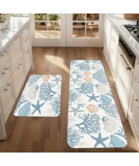 SET of 2 - Bathroom Kitchen Rugs -  Starfish Seashell Design- Costal Hom... - $34.64