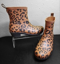Hunter Women&#39;s Rain Boots Brown Refined Short Ankle Biker Cheetah Black ... - $100.93