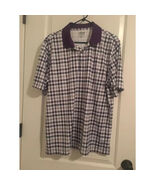 IZOD Golf Polo Shirt Mens Large Purple White Plaid Performance Short Sleeve - $33.28 CAD