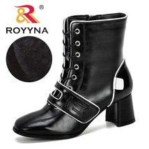019 new designer popular style mid calf boots women winter fashion round toe high heels thumb200