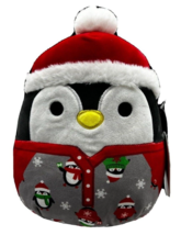 2021 Kellytoy Squishmallow Luna The Penguin In Christmas Hat &amp; Pajamas 8&quot; - £12.54 GBP