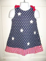 CRE8IONS STARS AND STRIPES NAVY BLUE DRESS SIZE 2T GIRL&#39;S - £11.43 GBP